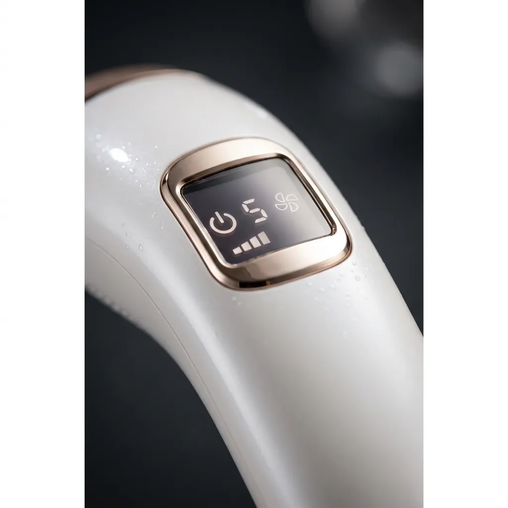 Close-up of the rose-gold framed touchscreen on the handset